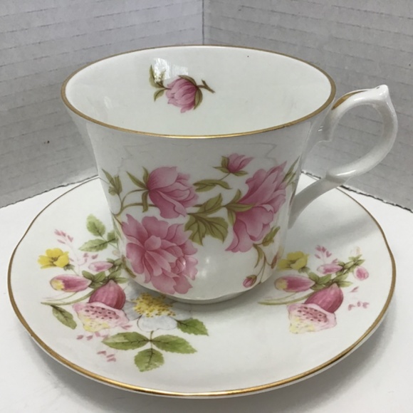 Springfield China Limited Pink Rose English Bone China Teacup and Saucer Vintage - Picture 2 of 5